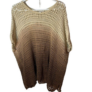 Coldwater Creek ombré loose knit crocheted short sleeve top size M / L